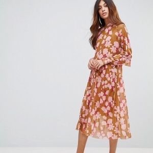 Y.A.S. Floral Midi Dress with Ruffles
